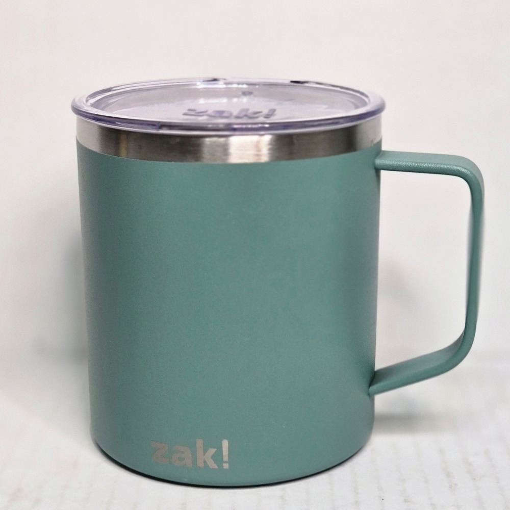 Zak Designs 13oz Insulated Coffee Mug Sage Green Stainless Steel Travel Cup Lid